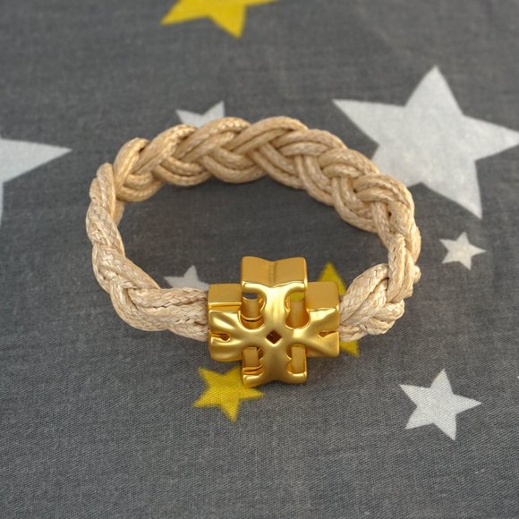 Tory Burch Fisherman Bracelet in Rolled Gold / Ivory (Brand New with Dust Bag) - Picture 7 of 7